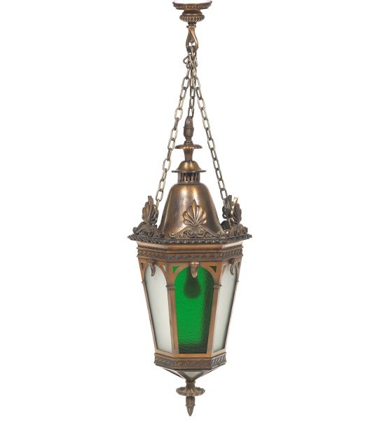 BRONZE AND GLASS LANTERN  45"