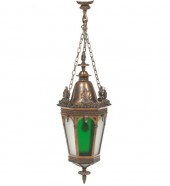 BRONZE AND GLASS LANTERN  45"