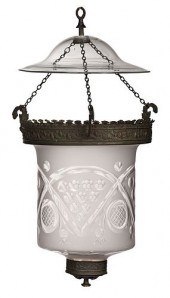 BRONZE AND GLASS SMOKE BELL HA