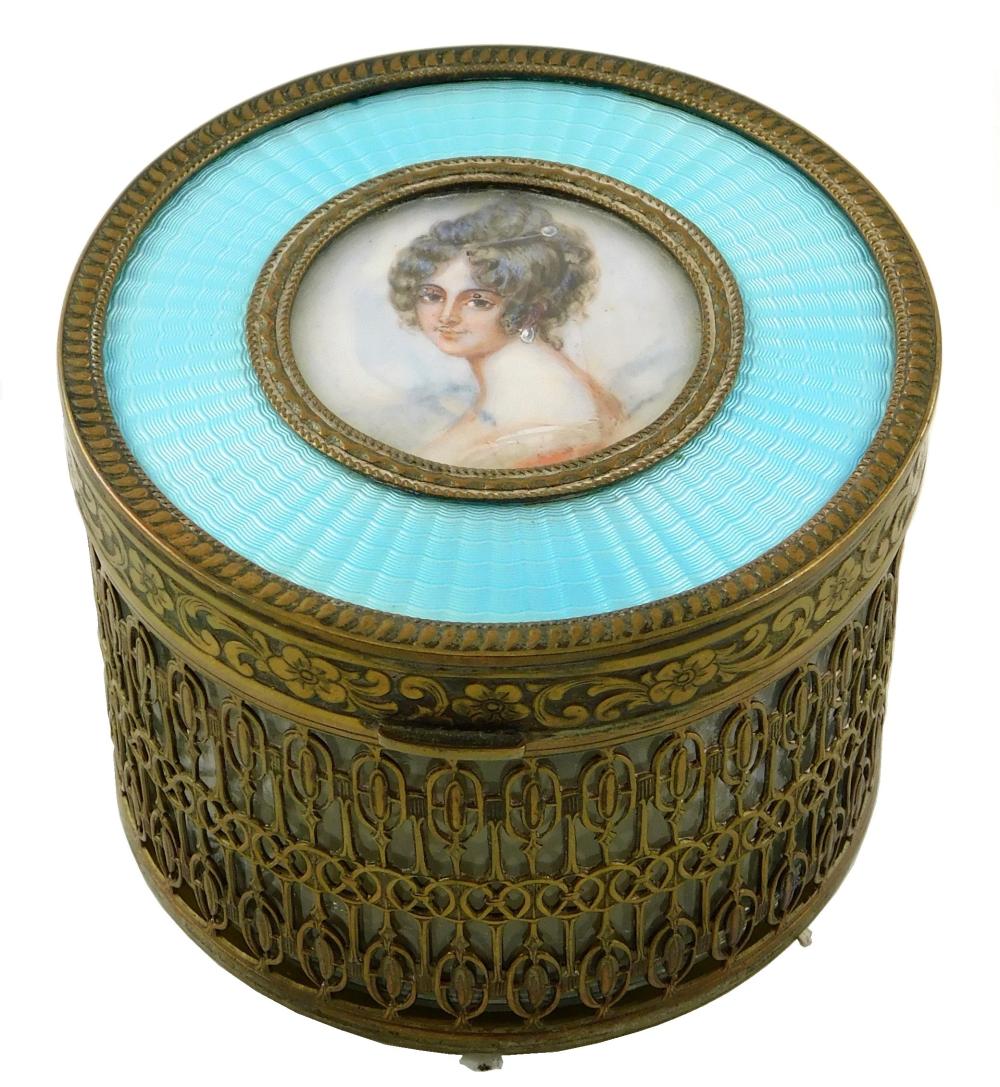BRONZE AND GUILLOCHE ENAMEL TRINKET