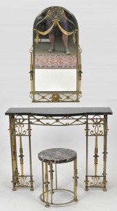 BRONZE AND IRON VANITY SUITE,