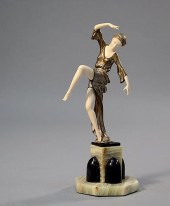 BRONZE AND IVORY FIGURE SIGNED