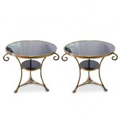 BRONZE AND MARBLE FOYER TABLES