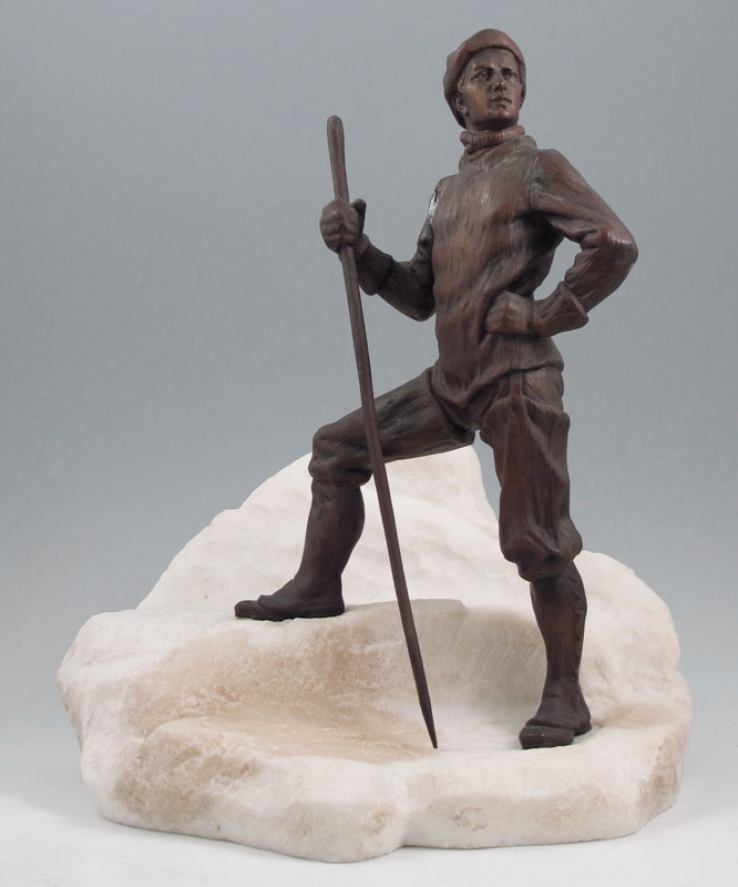 BRONZE AND MARBLE SCULPTURE OF AN