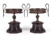 BRONZE AND MARBLE TAZZAS, BARB