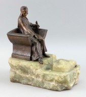 BRONZE AND ONYX FIGURAL DANTE