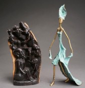 BRONZE AND PATINATED METAL FIG