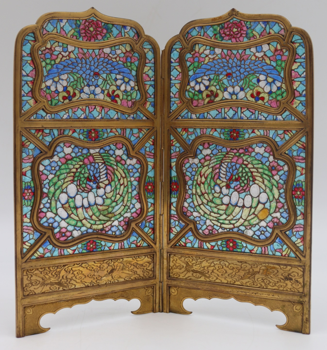BRONZE AND PLIQUE-A-JOUR ENAMEL