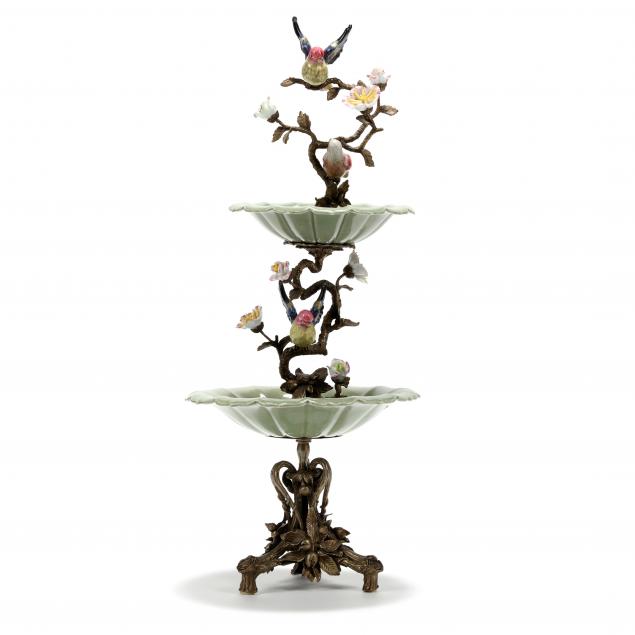 BRONZE AND PORCELAIN TWO TIER