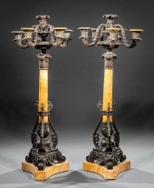 BRONZE AND SIENNA MARBLE CANDE