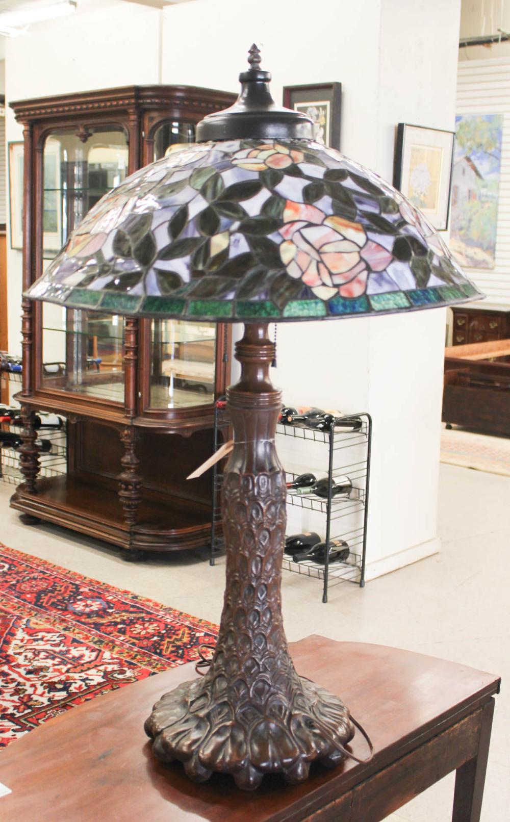 BRONZE AND STAINED GLASS TABLE