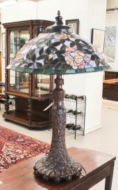 BRONZE AND STAINED GLASS TABLE