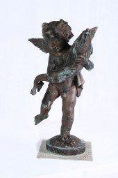 BRONZE ANGEL WITH FISH FOUNTAI
