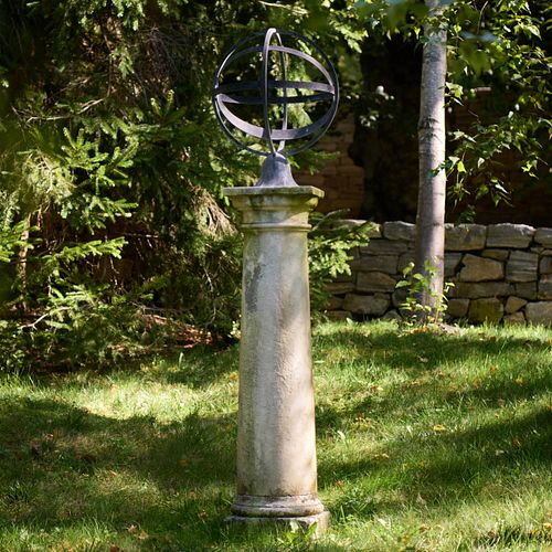 BRONZE ARMILLARY SPHERE ON PORTLAND