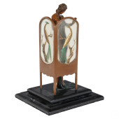 BRONZE ART DECO NUDE LADY PEAC