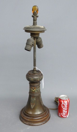 Bronze Asian lamp. 24'' Overall Ht.