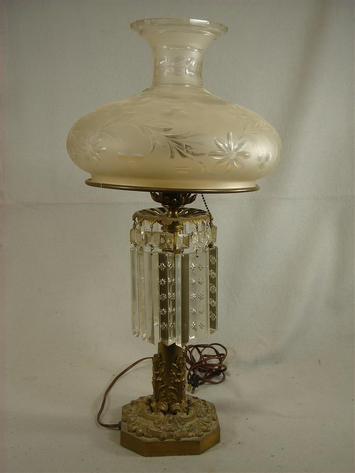 Bronze astral lamp, ornate cast