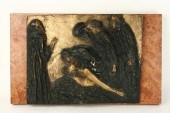 BRONZE BAS RELIEF - Pieta by T