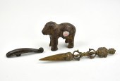 BRONZE BELT HOOK, TIBET INSTRU