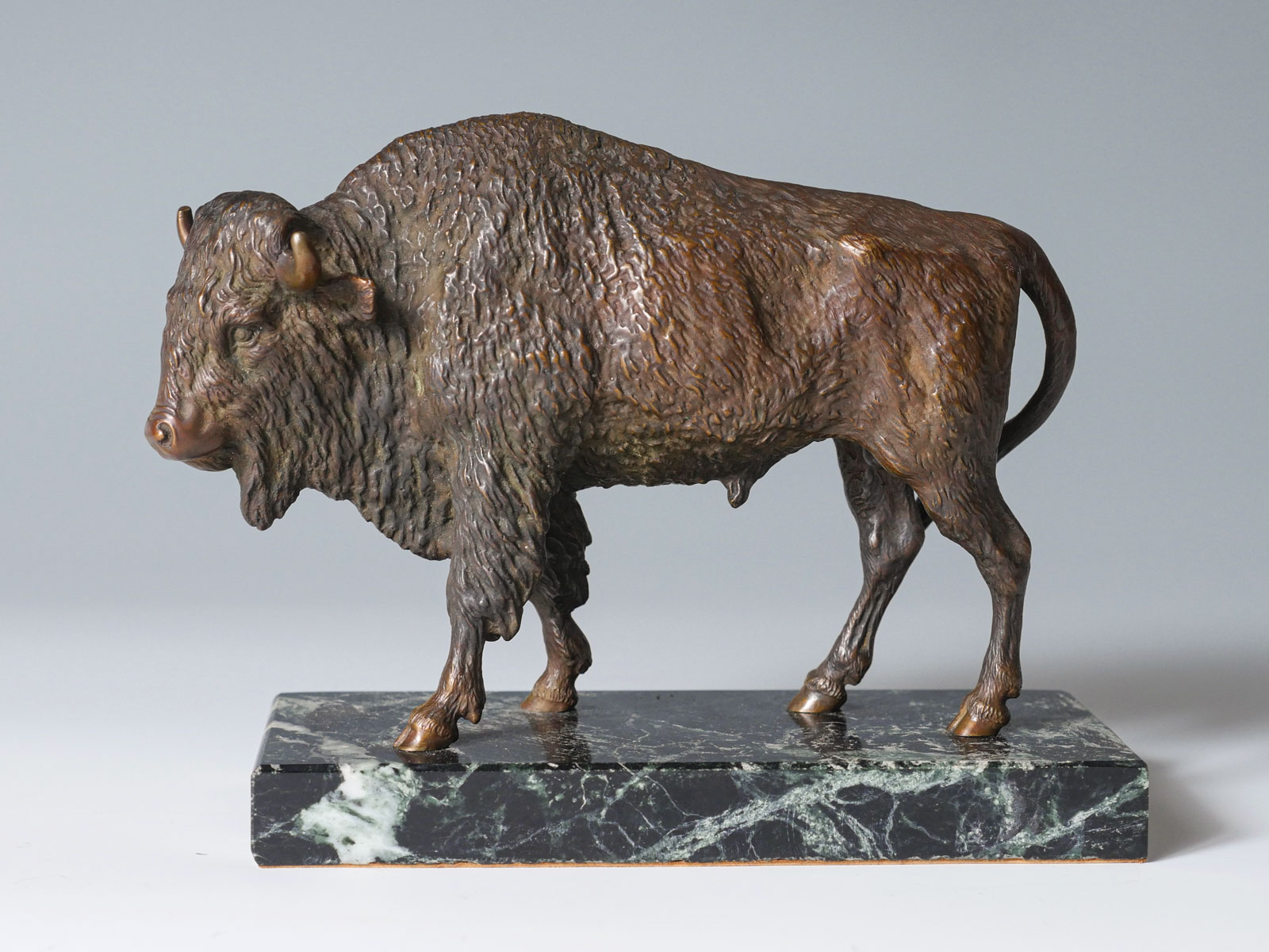 BRONZE BISON SCULPTURE C. KAUBA: