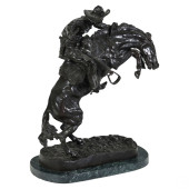 BRONZE BRONCO BUSTER SCULPTURE