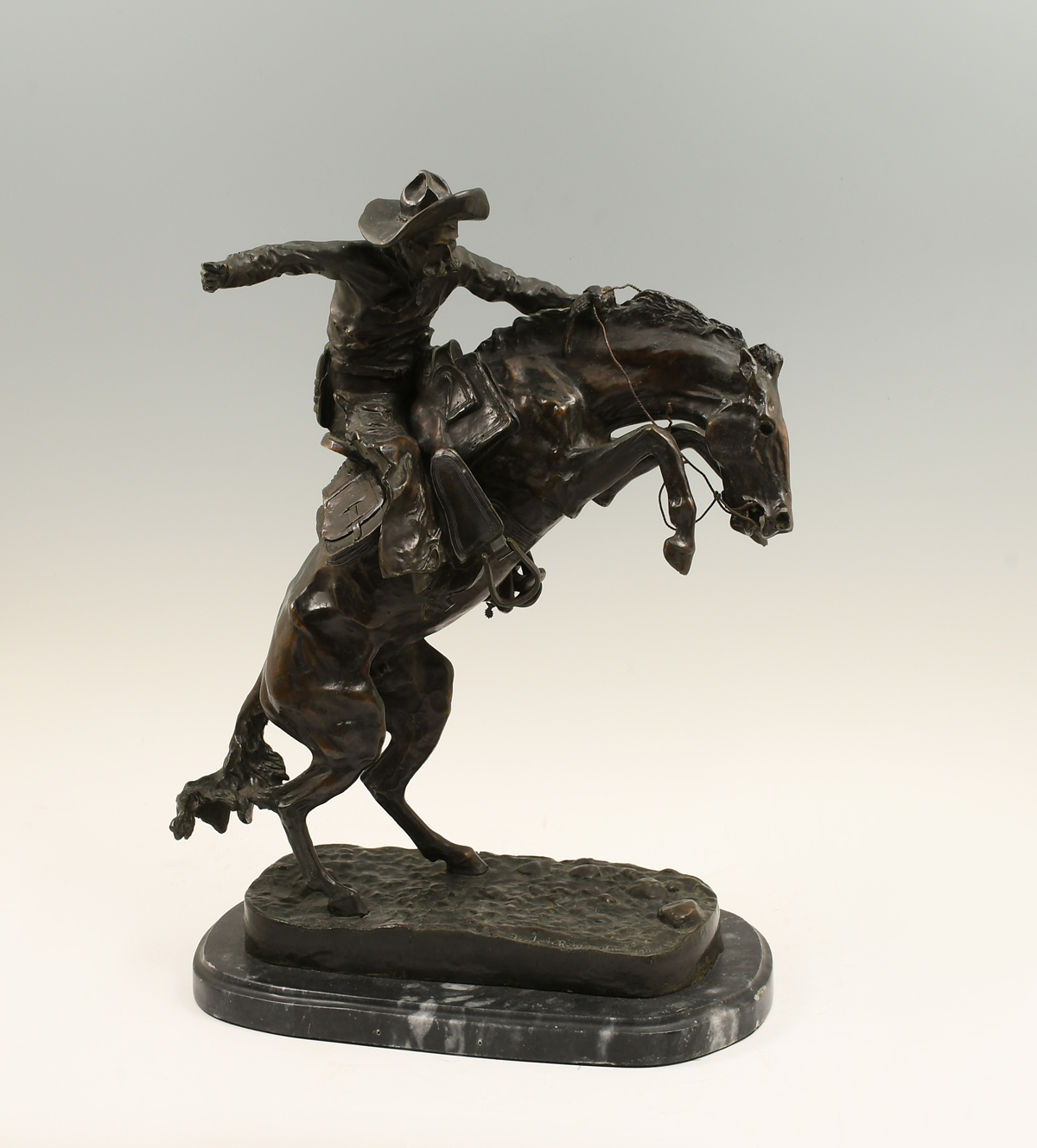 BRONZE BRONCO BUSTER SCULPTURE