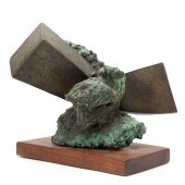 BRONZE BRUTALIST STYLE SCULPTU