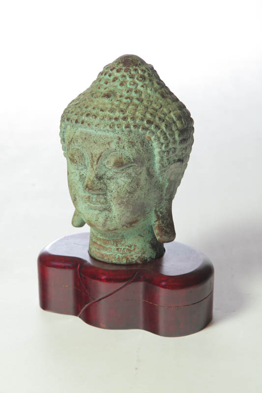 BRONZE BUDDHA HEAD.  Asian  20th