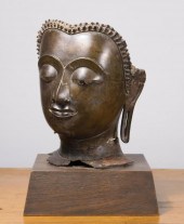 BRONZE BUDDHA MASK SCULPTUREBR