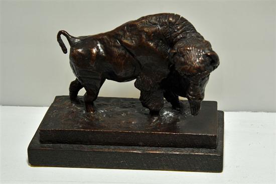 BRONZE BUFFALO SCULPTURE. ''Last of