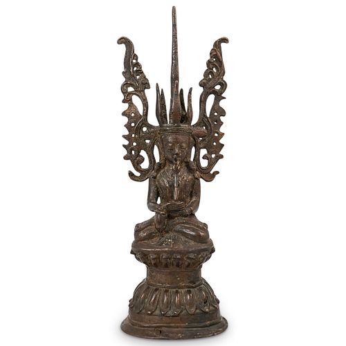BRONZE BURMESE CROWNED SEATED