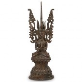BRONZE BURMESE CROWNED SEATED
