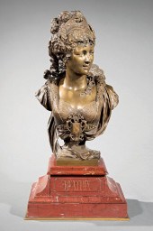 BRONZE BUST OF A MAIDEN AFTER