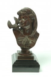 BRONZE BUST OF A WOMAN.  Europ