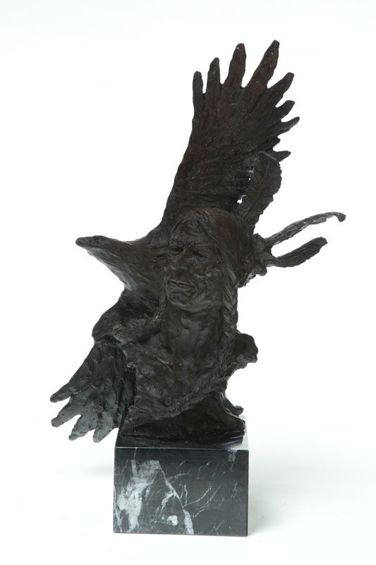 BRONZE BUST OF AMERICAN INDIAN