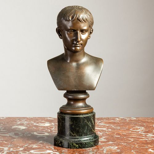 BRONZE BUST OF AUGUSTUS CAESAR ON A