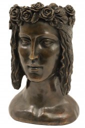 BRONZE BUST OF BACCHANTE, AFTE