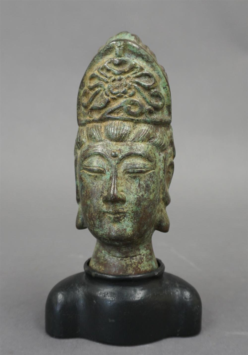 BRONZE BUST OF DIETY ON WOOD STAND,