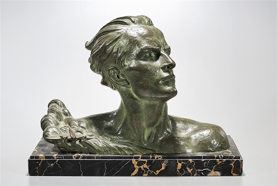 Bronze bust of Jean Mermoz by