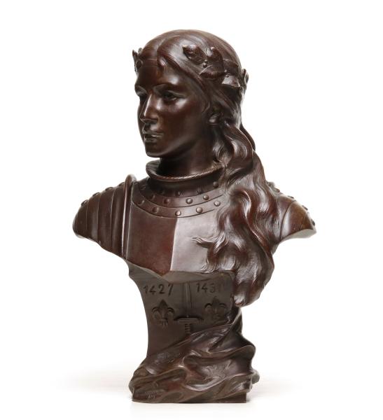 BRONZE BUST OF JEANNE D' ARC SIGNED