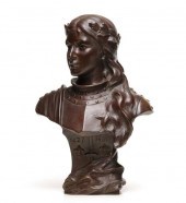 BRONZE BUST OF JEANNE D' ARC S