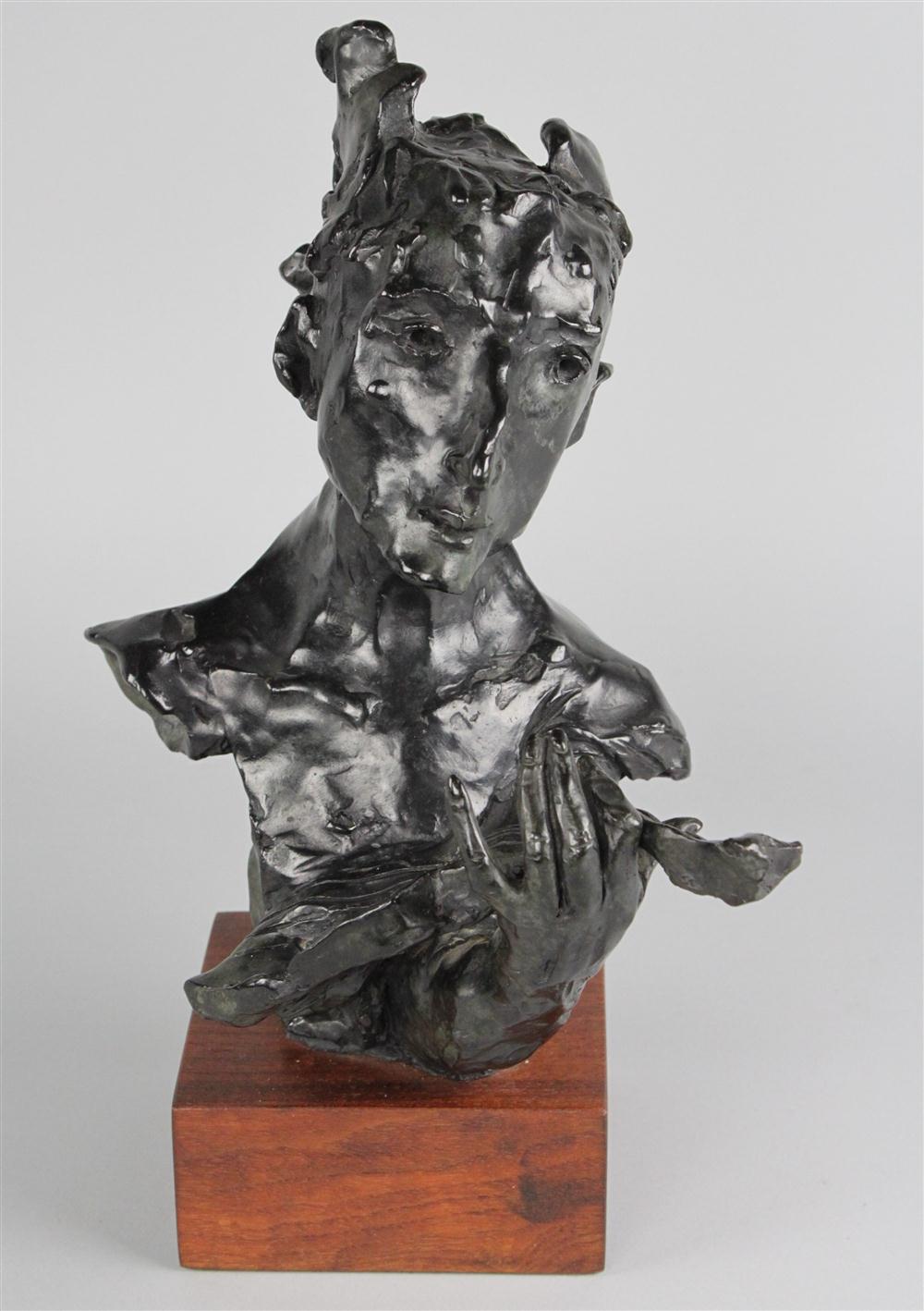 BRONZE BUST OF ''MAN WITH