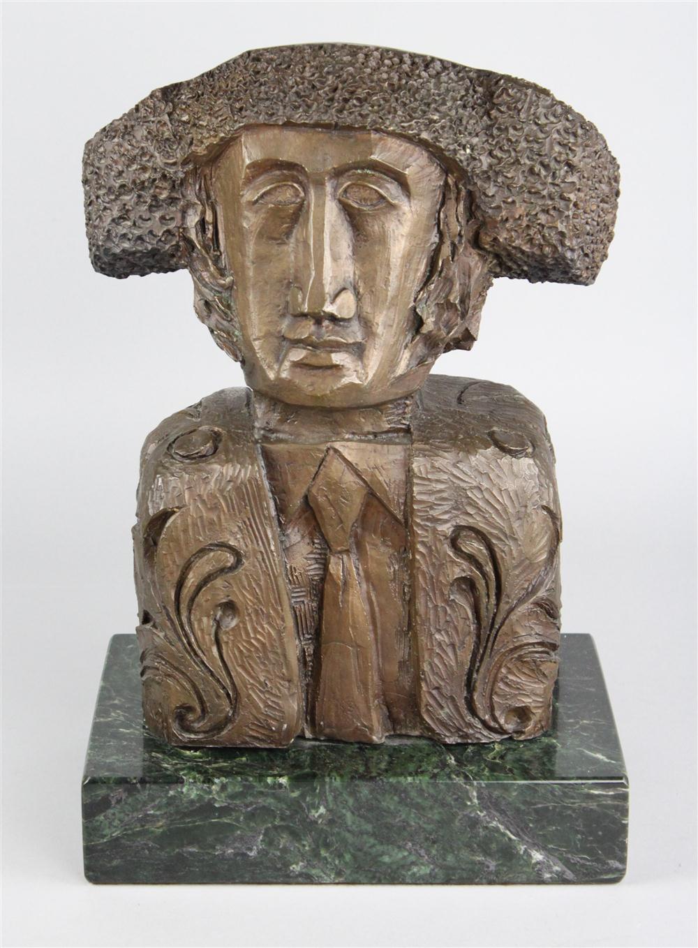 BRONZE BUST OF ''MAN WITH