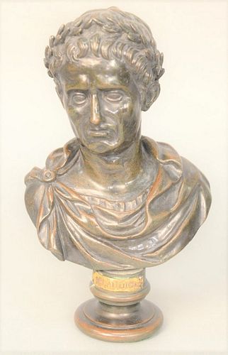 BRONZE BUST OF ROMAN EMPEROR