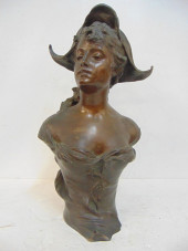 BRONZE BUST, WOMAN WITH CAP, S