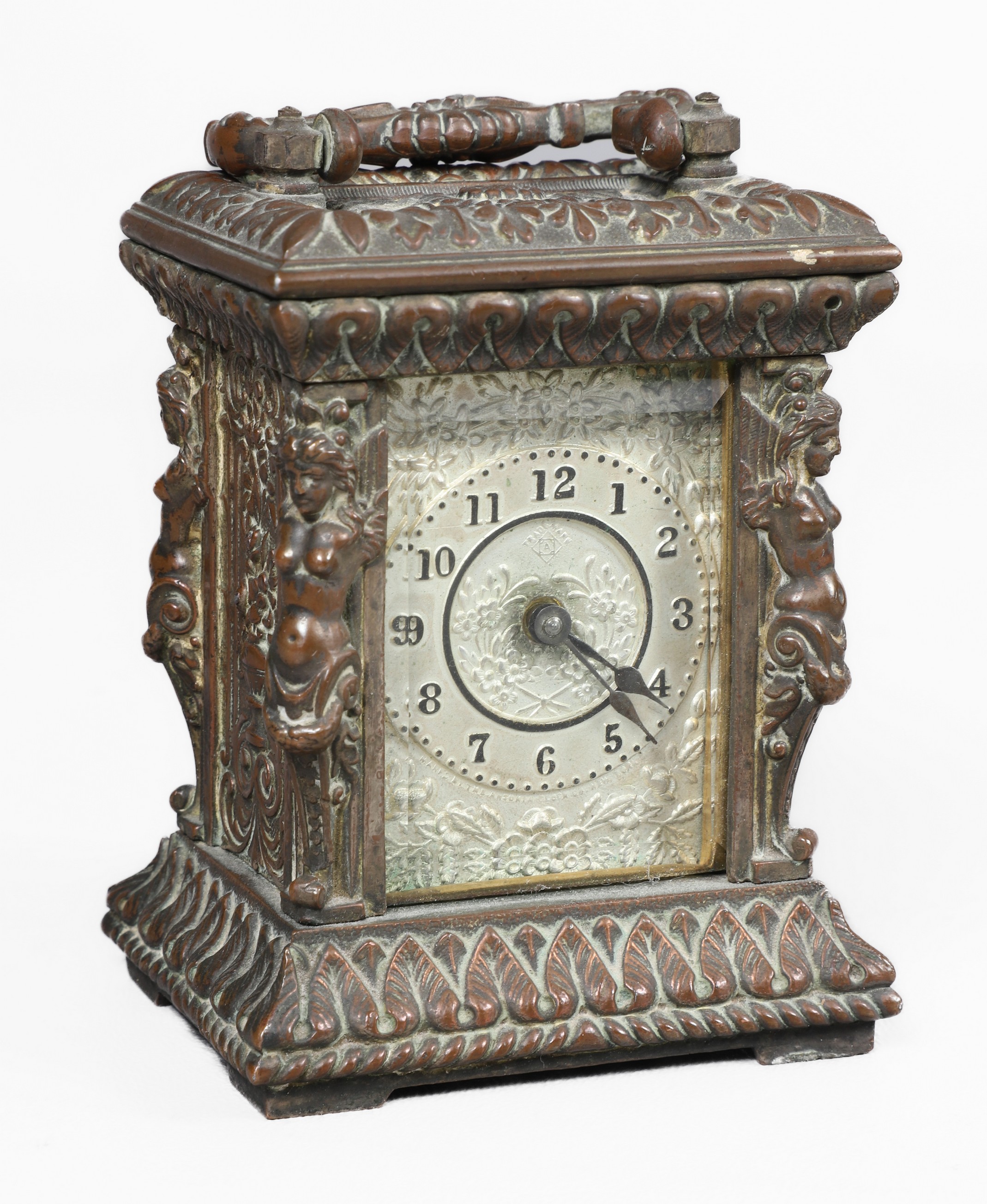 Bronze carriage clock, nude