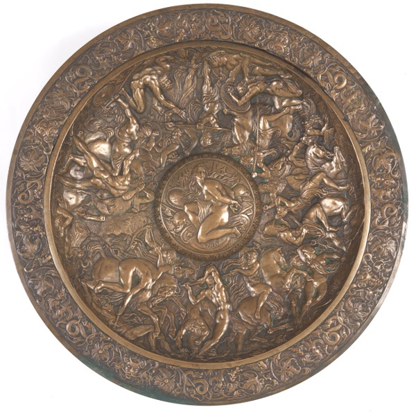 BRONZE CENTERPIECE DISH OF HERCULES