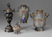 Bronze Champleve Censer, Lamp,