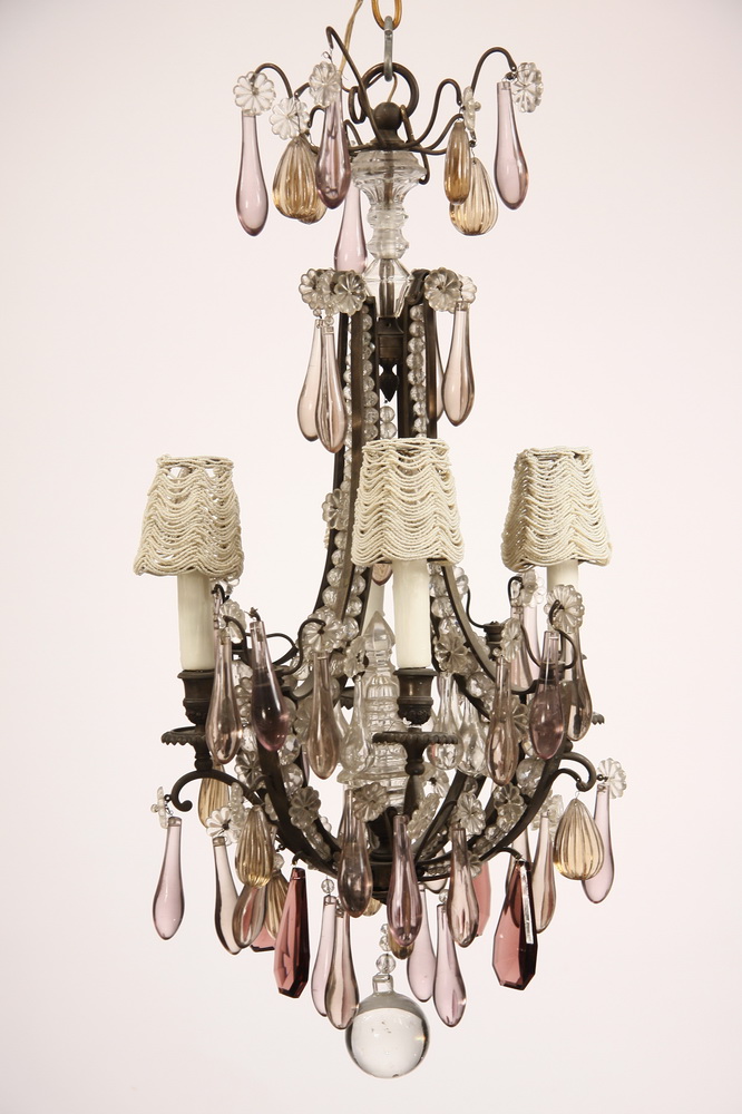 BRONZE CHANDELIER - Antique Glass
