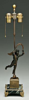 Bronze cherub lamp, cherub